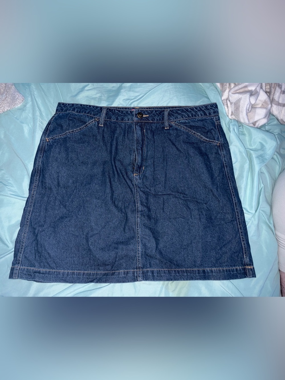 Woman Within Dark Blue Denim Mini Skirt